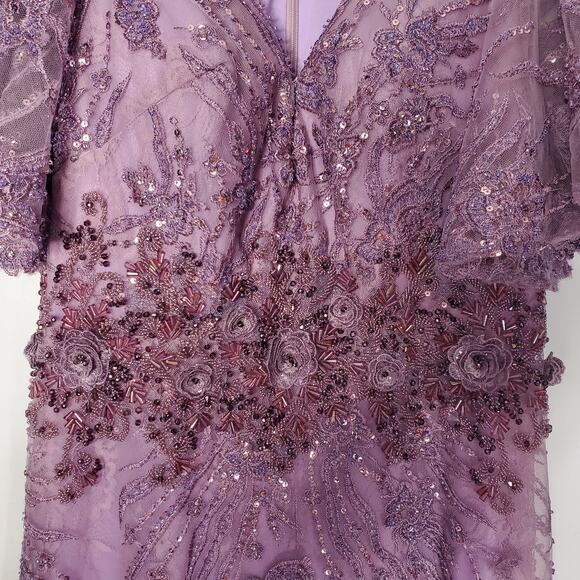 Mac Duggal Flutter Sleeve Long Formal Evening Gown Lilac Purple 67493 Size 10 - Picture 6 of 13